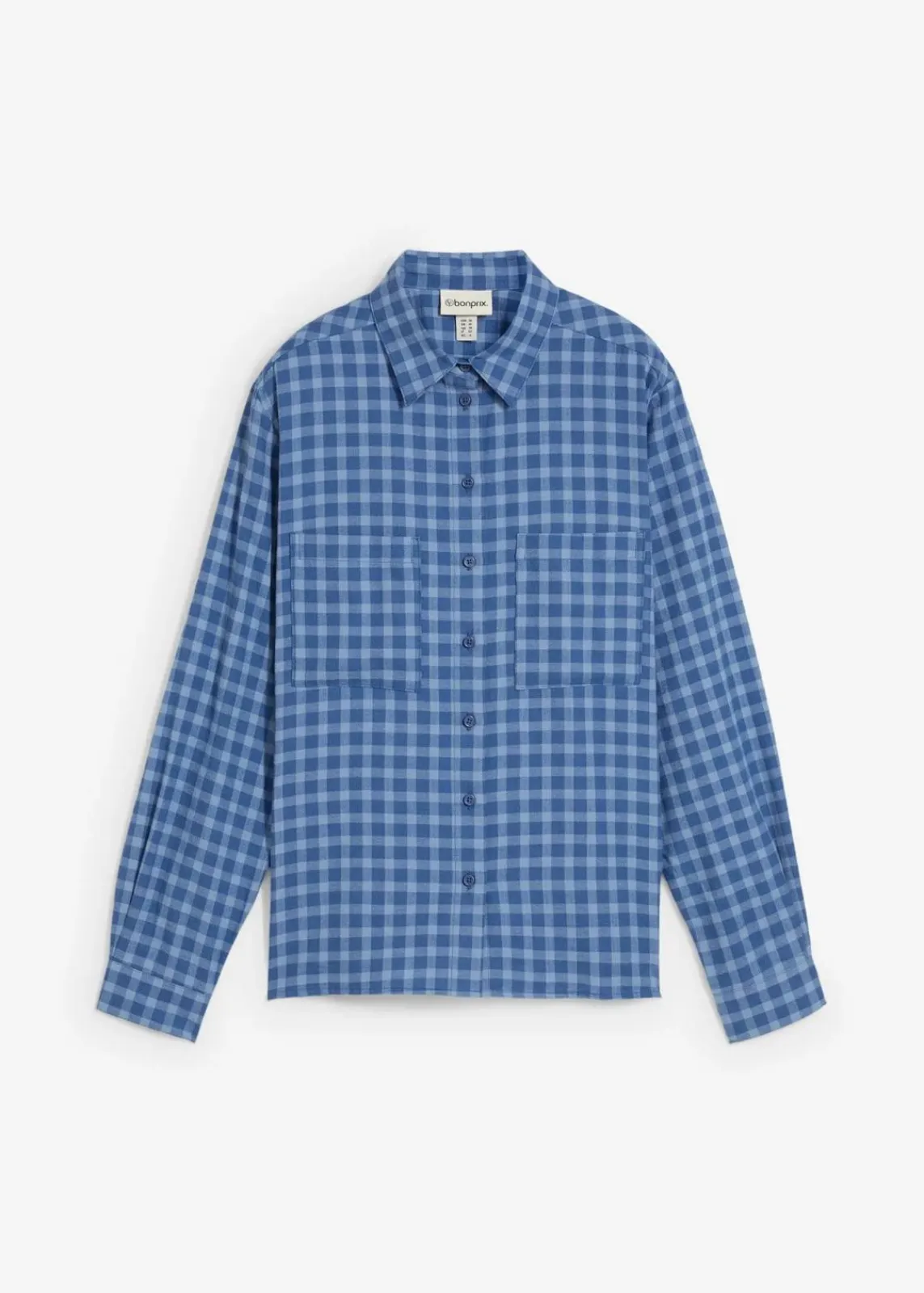 bonprix Blusen & Tuniken|Bekleidung·Jacken & Mäntel^Karierte Hemdbluse aus reiner Baumwolle hellblau/hellindigo kariert