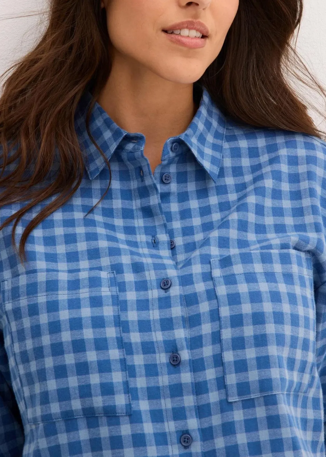 bonprix Blusen & Tuniken|Bekleidung·Jacken & Mäntel^Karierte Hemdbluse aus reiner Baumwolle hellblau/hellindigo kariert