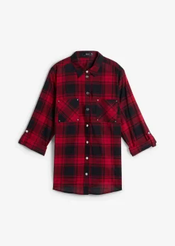 bonprix Bekleidung·Jacken & Mäntel|Blusen & Tuniken^Karierte Hemdbluse aus reiner Baumwolle rot/schwarz kariert