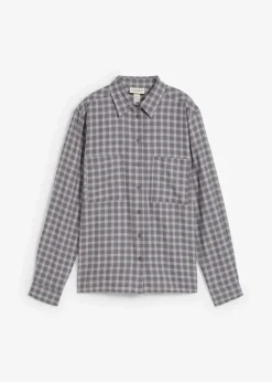 bonprix Bekleidung·Jacken & Mäntel|Blusen & Tuniken^Karierte Hemdbluse aus reiner Baumwolle rauchgrau/schattengrau kariert