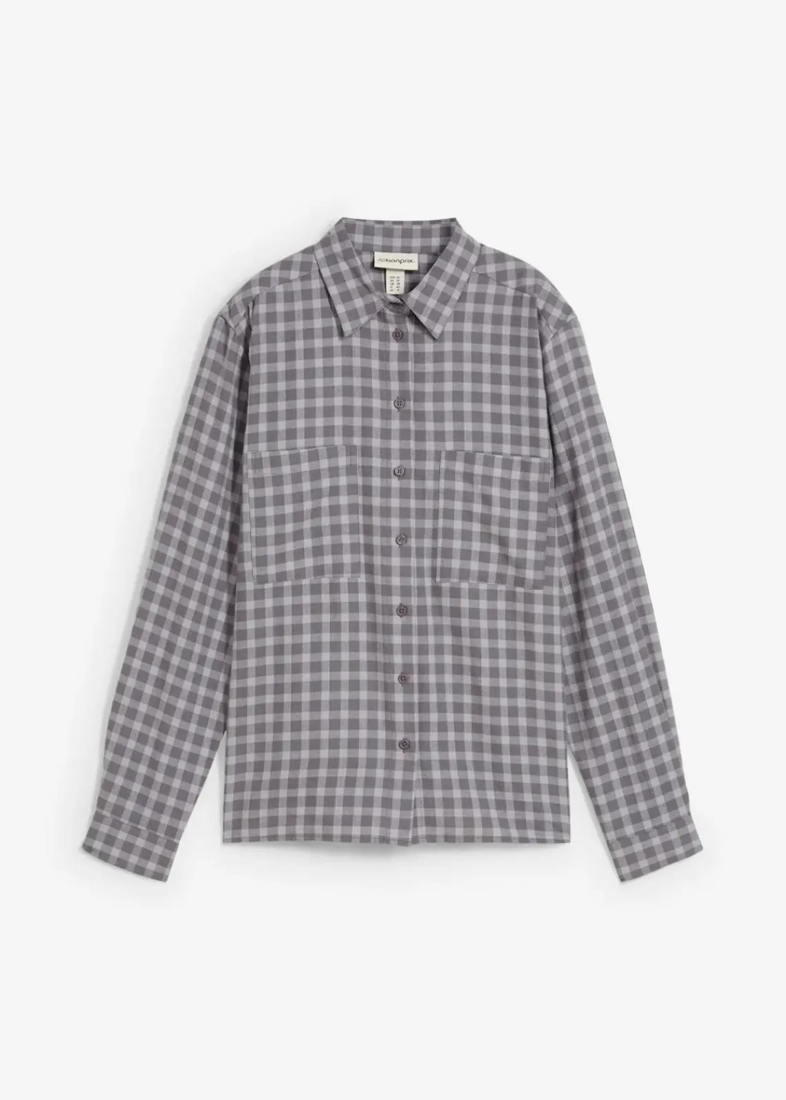 bonprix Bekleidung·Jacken & Mäntel|Blusen & Tuniken^Karierte Hemdbluse aus reiner Baumwolle rauchgrau/schattengrau kariert