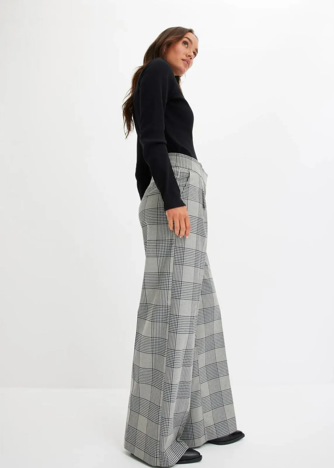 bonprix Bekleidung·Kleider|Zweiteiler & Sets^karierte Marlenehose grau kariert