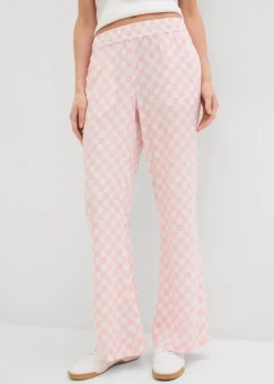 bonprix Nachhaltigere Materialien|Hosen^Karierte Marlenehose aus fließender Viskose rosenquarz/wollweiß kariert