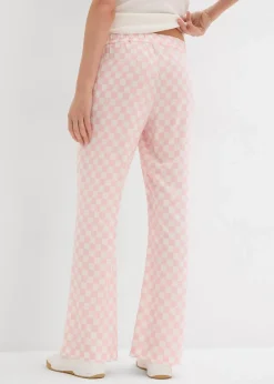 bonprix Nachhaltigere Materialien|Hosen^Karierte Marlenehose aus fließender Viskose rosenquarz/wollweiß kariert
