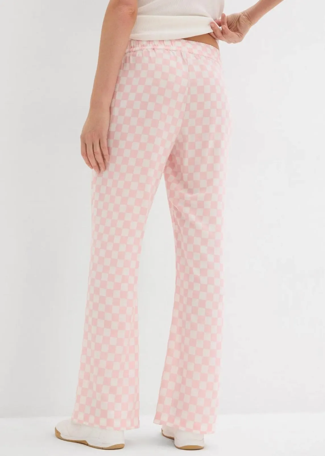 bonprix Nachhaltigere Materialien|Hosen^Karierte Marlenehose aus fließender Viskose rosenquarz/wollweiß kariert