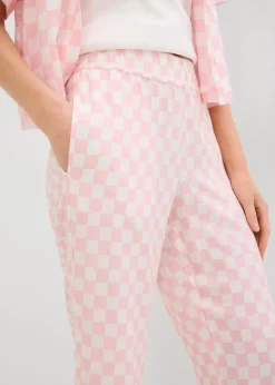 bonprix Nachhaltigere Materialien|Hosen^Karierte Marlenehose aus fließender Viskose rosenquarz/wollweiß kariert