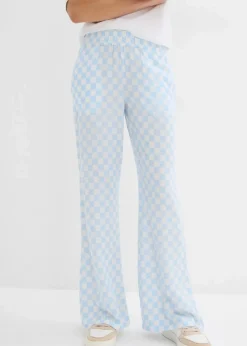 bonprix Nachhaltigere Materialien|Hosen^Karierte Marlenehose aus fließender Viskose eisblau/wollweiß kariert