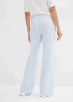 bonprix Nachhaltigere Materialien|Hosen^Karierte Marlenehose aus fließender Viskose eisblau/wollweiß kariert