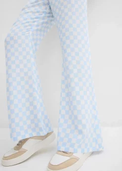 bonprix Nachhaltigere Materialien|Hosen^Karierte Marlenehose aus fließender Viskose eisblau/wollweiß kariert