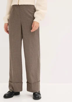 bonprix Bekleidung·Kleider|Hosen^Karierte Schlupfhose taupe/dunkelbraun kariert