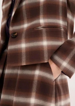 bonprix Bekleidung·Basics|Blazer^Karoblazer dunkelbraun/hellbraun/mittelbraun/elfenbein kariert