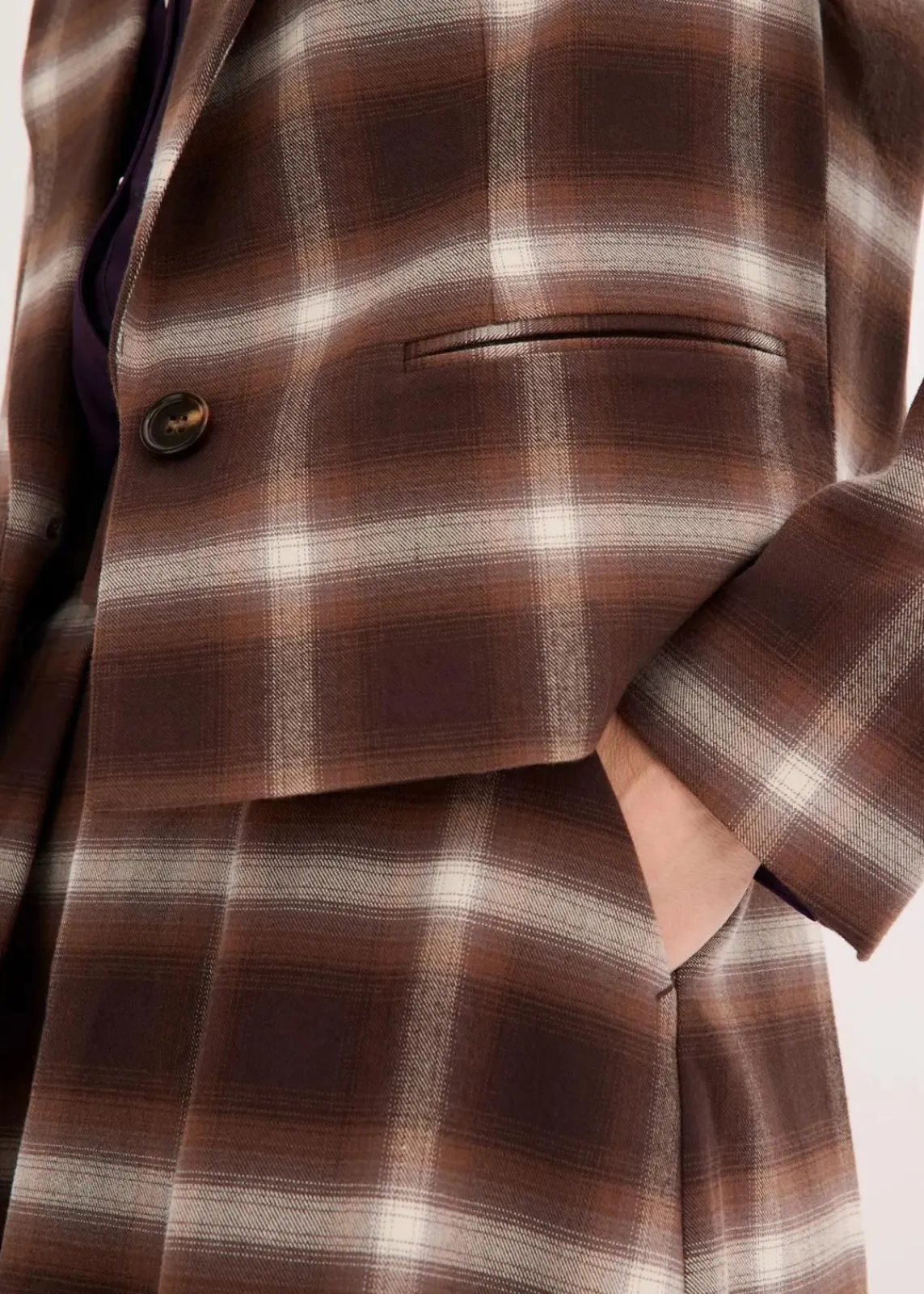 bonprix Bekleidung·Basics|Blazer^Karoblazer dunkelbraun/hellbraun/mittelbraun/elfenbein kariert