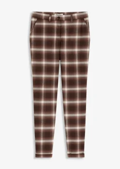 bonprix Bekleidung·Kleider|Hosen^Karohose mit Umschlag dunkelbraun/hellbraun/mittelbraun/elfenbein kariert