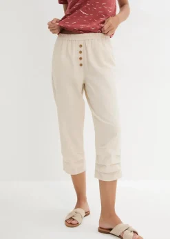 bonprix Bekleidung·Kleider|Hosen^Karottenhose aus Leinen-Baumwollmischung kieselbeige