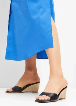 bonprix Strandmode|Sommerschuhe^Keilpantoletten in Bast-Optik schwarz
