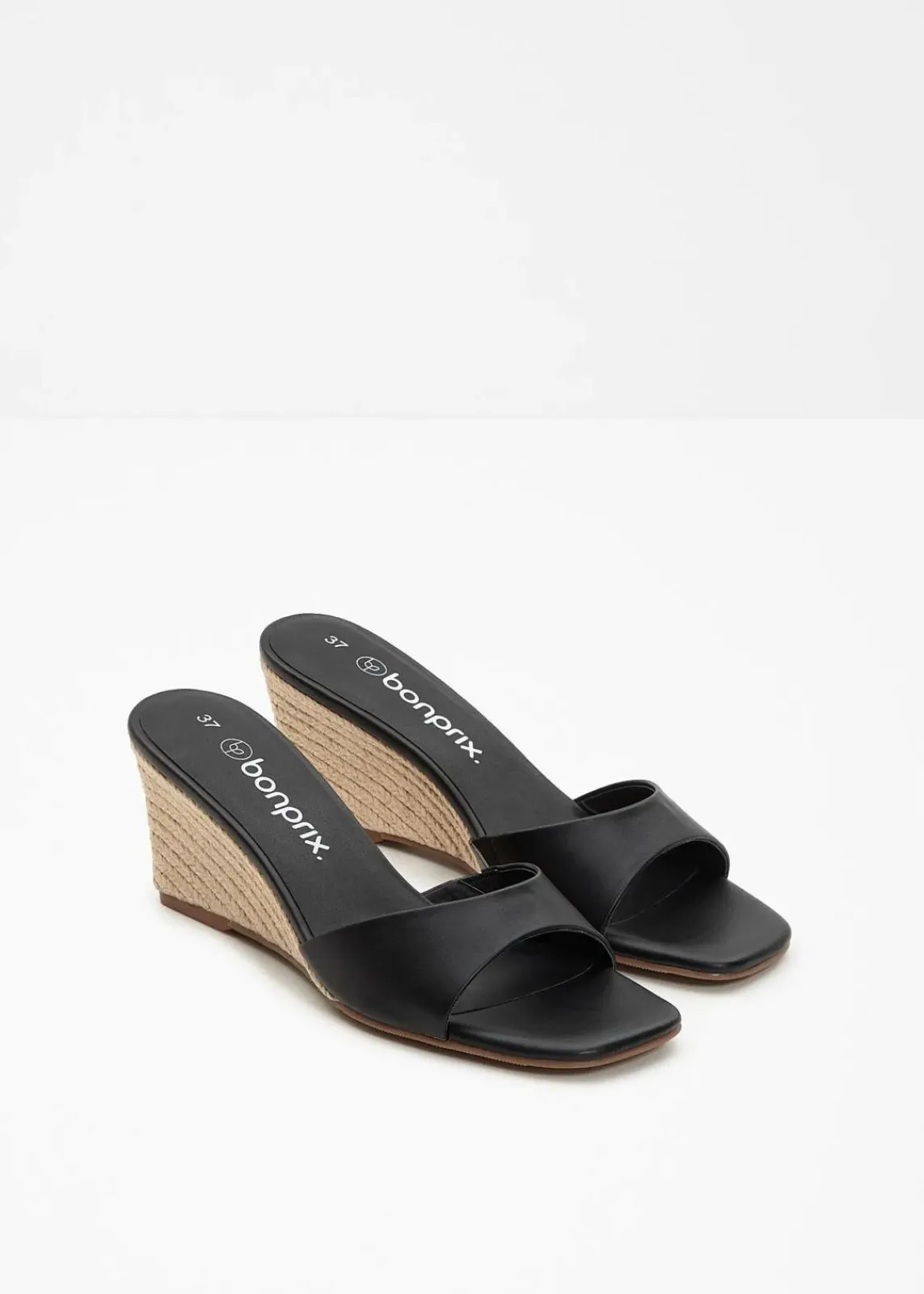 bonprix Strandmode|Sommerschuhe^Keilpantoletten in Bast-Optik schwarz