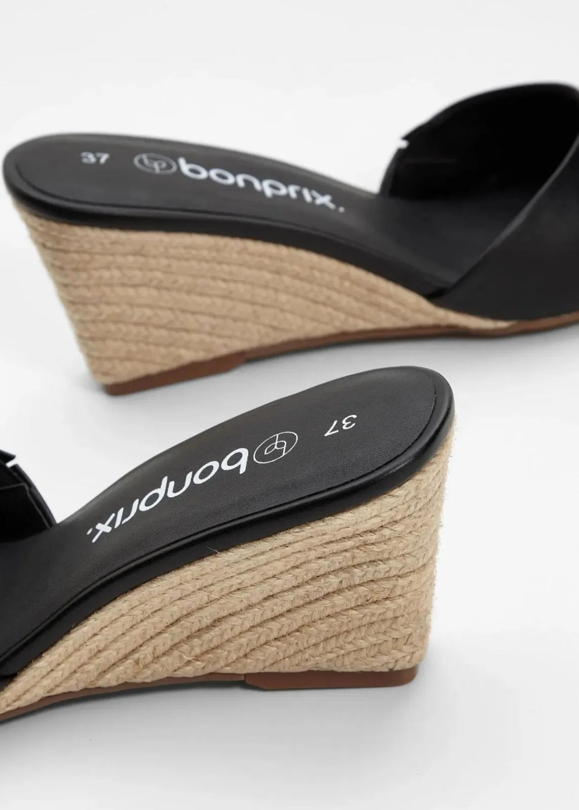 bonprix Strandmode|Sommerschuhe^Keilpantoletten in Bast-Optik schwarz
