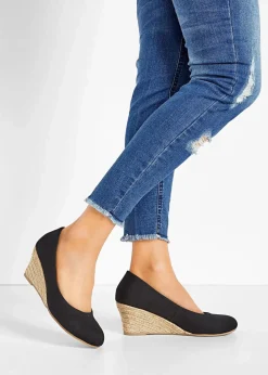 bonprix Pumps^Keilpumps in Bastoptik schwarz