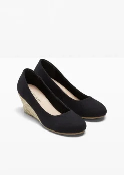 bonprix Pumps^Keilpumps in Bastoptik schwarz
