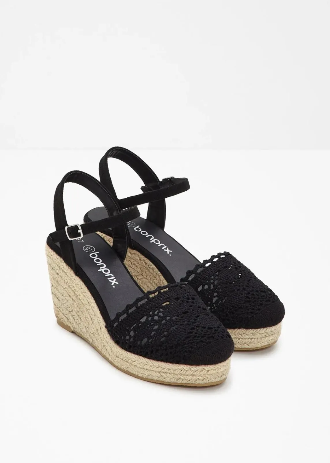 bonprix Pumps^Keilpumps in Häkel-Optik schwarz
