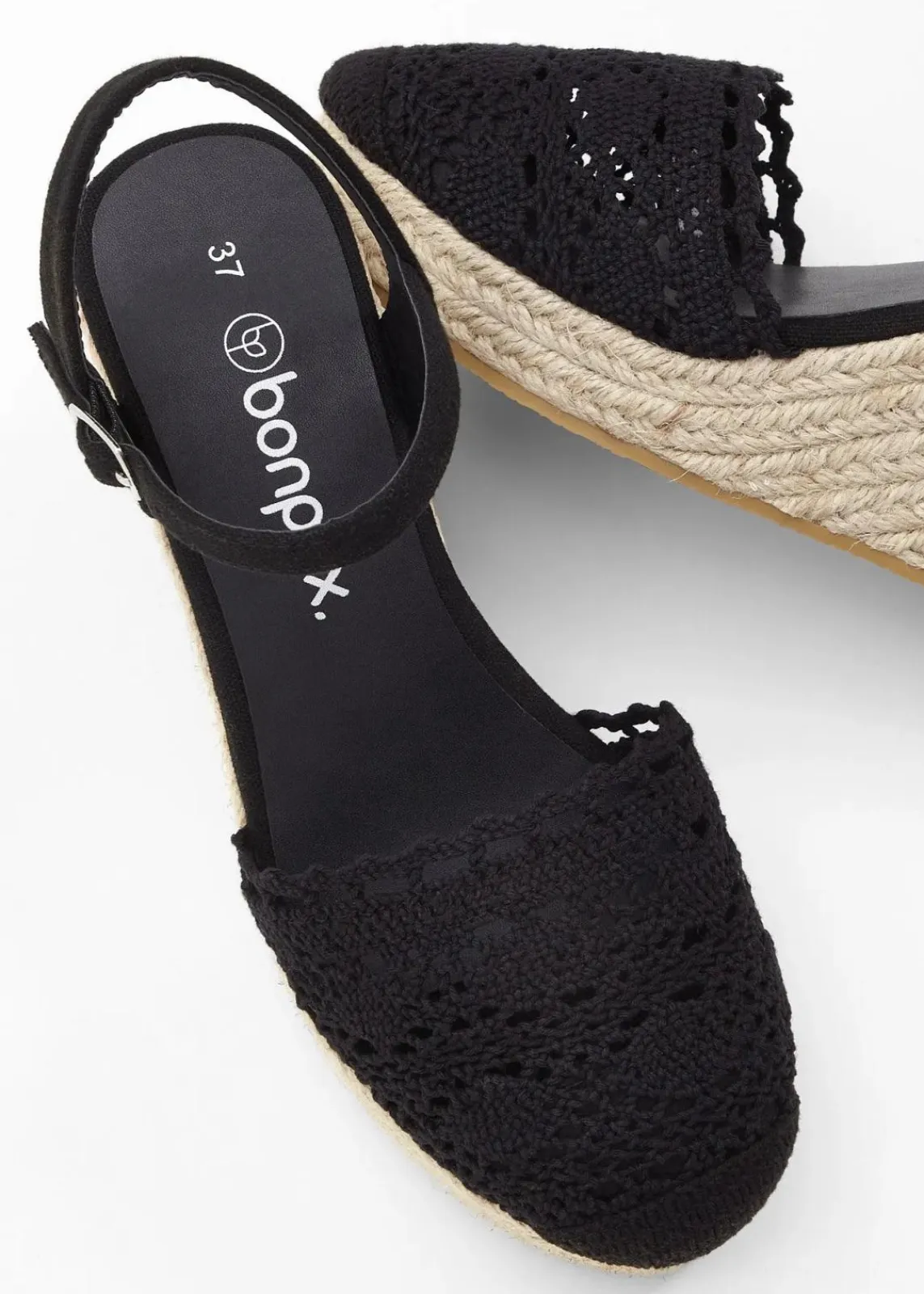 bonprix Pumps^Keilpumps in Häkel-Optik schwarz