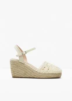 bonprix Pumps^Keilpumps in Häkel-Optik beige
