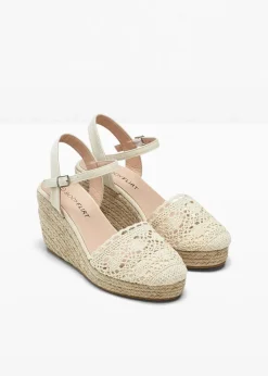 bonprix Pumps^Keilpumps in Häkel-Optik beige