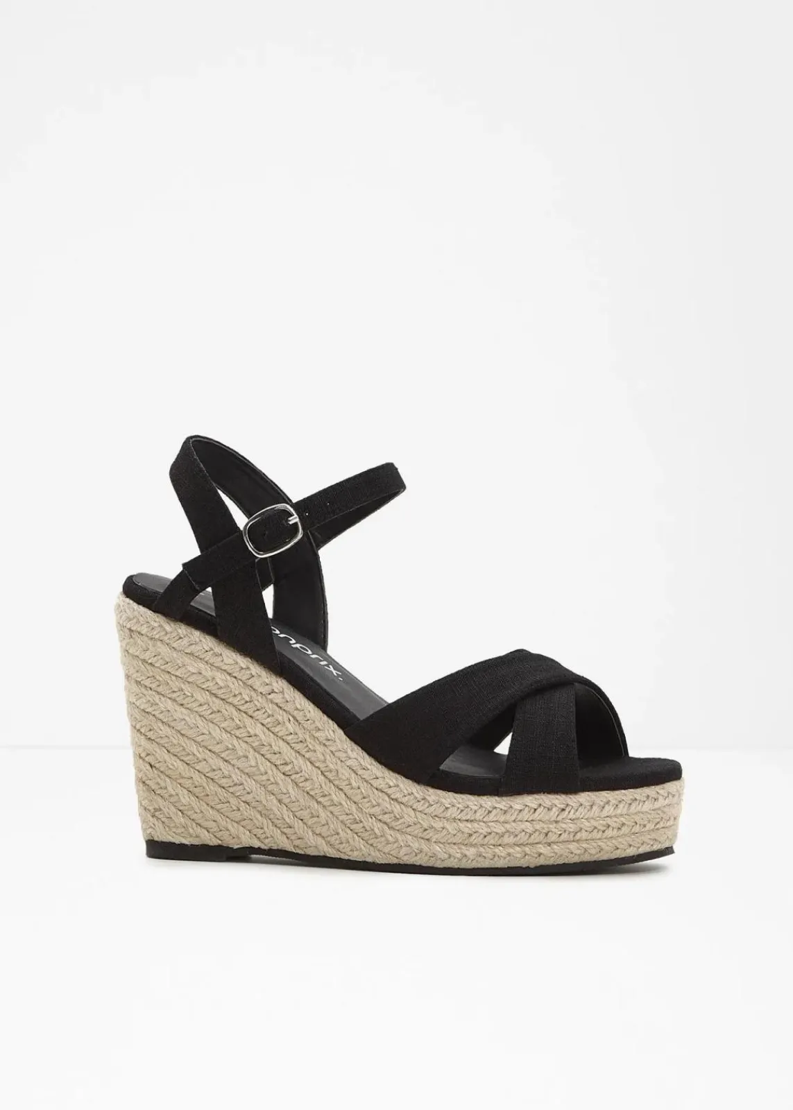 bonprix Sommerschuhe^Keilsandaletten in Bast-Optik schwarz