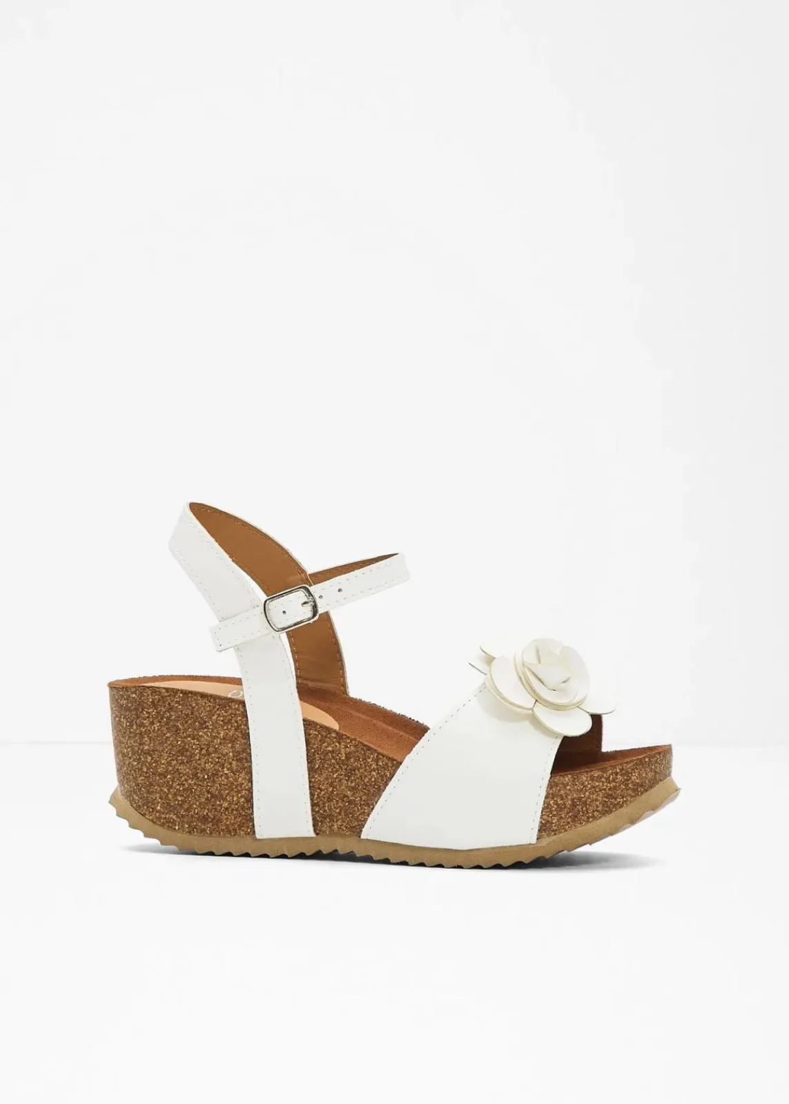 bonprix Sommerschuhe^Keilsandaletten mit Blüten weiß