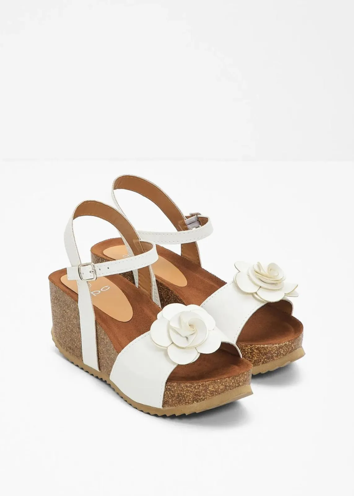 bonprix Sommerschuhe^Keilsandaletten mit Blüten weiß