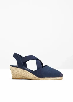 bonprix Strandmode|Sommerschuhe^Keilsandaletten mit elastischen Riemen dunkelblau