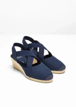 bonprix Strandmode|Sommerschuhe^Keilsandaletten mit elastischen Riemen dunkelblau
