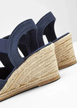 bonprix Strandmode|Sommerschuhe^Keilsandaletten mit elastischen Riemen dunkelblau