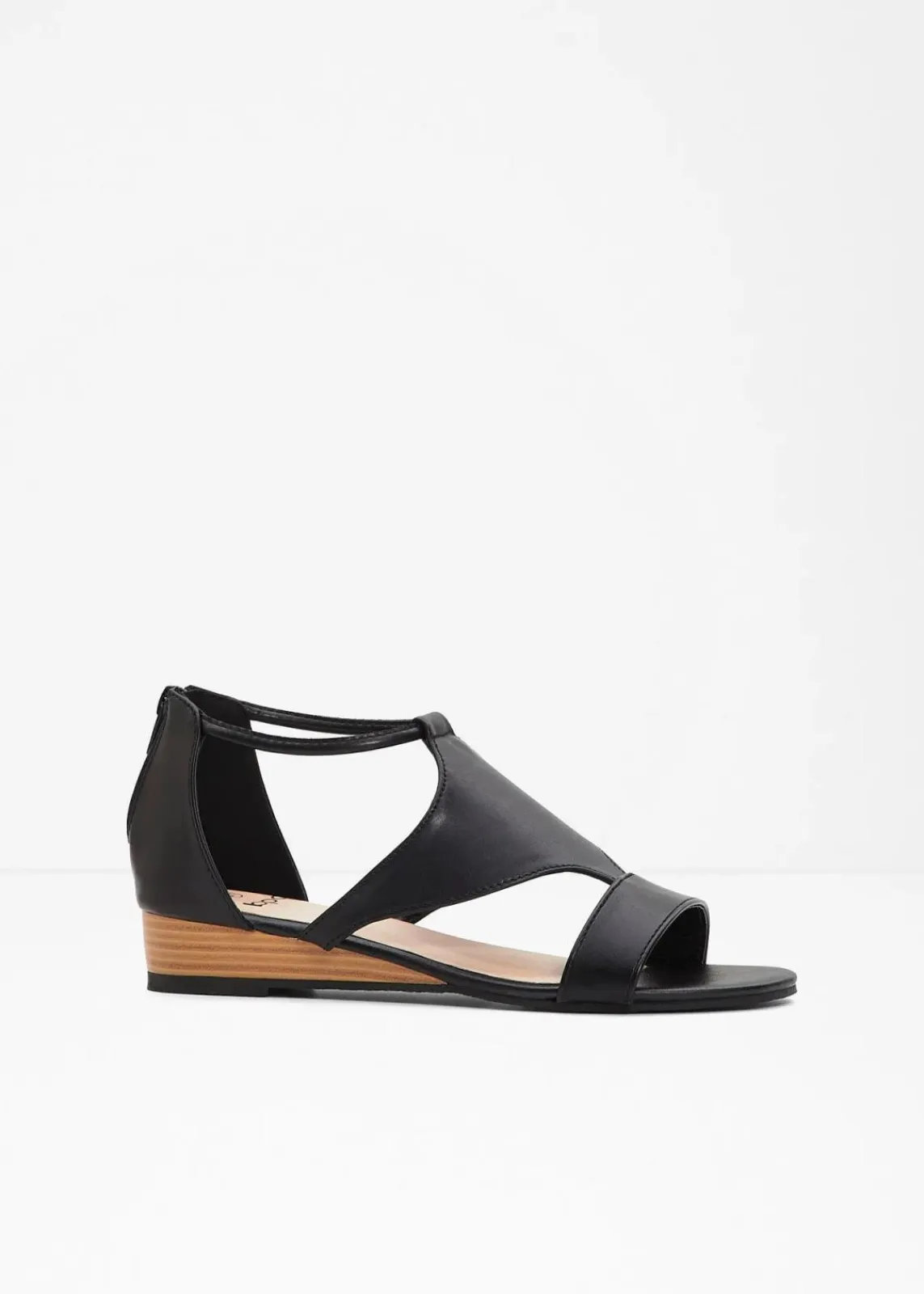 bonprix Sommerschuhe|Schuhe & Accessoires In Spezialgrößen·Elastischer Schaft^Keilsandaletten mit Reißverschluss schwarz