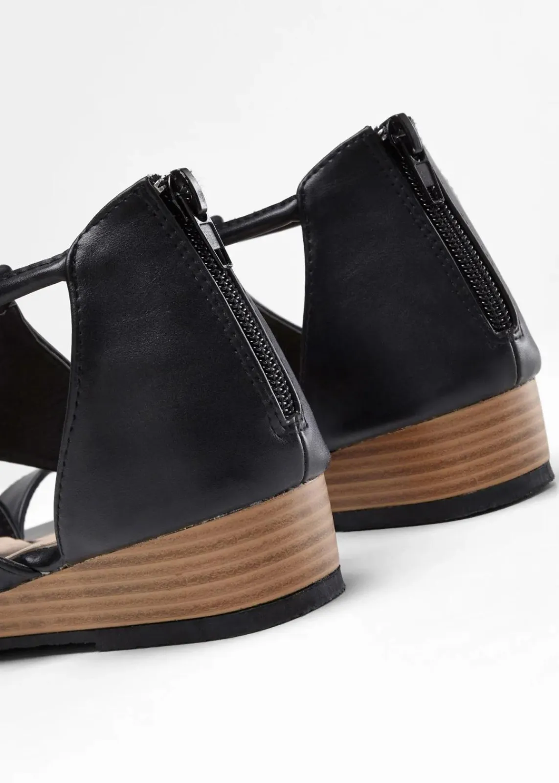 bonprix Sommerschuhe|Schuhe & Accessoires In Spezialgrößen·Elastischer Schaft^Keilsandaletten mit Reißverschluss schwarz