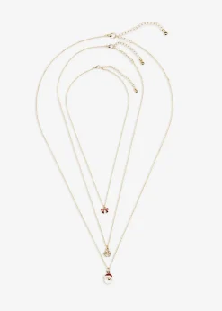 bonprix Schmuck|Schuhe & Accessoires In Spezialgrößen·Schmuck^Kettenset (3-tlg.Set) goldfarben/weiß/rot