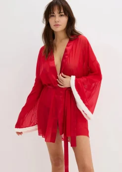 bonprix Wäsche·Bademäntel|Wäsche·Erotikwäsche^Kimono tiefrot/weiß