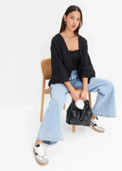 bonprix Bekleidung·Jacken & Mäntel|Blusen & Tuniken^Kimono aus luftigem Musselin schwarz
