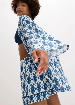 bonprix Bekleidung·Jacken & Mäntel|Zweiteiler & Sets^Kimono-Bluse weiß/blau bedruckt