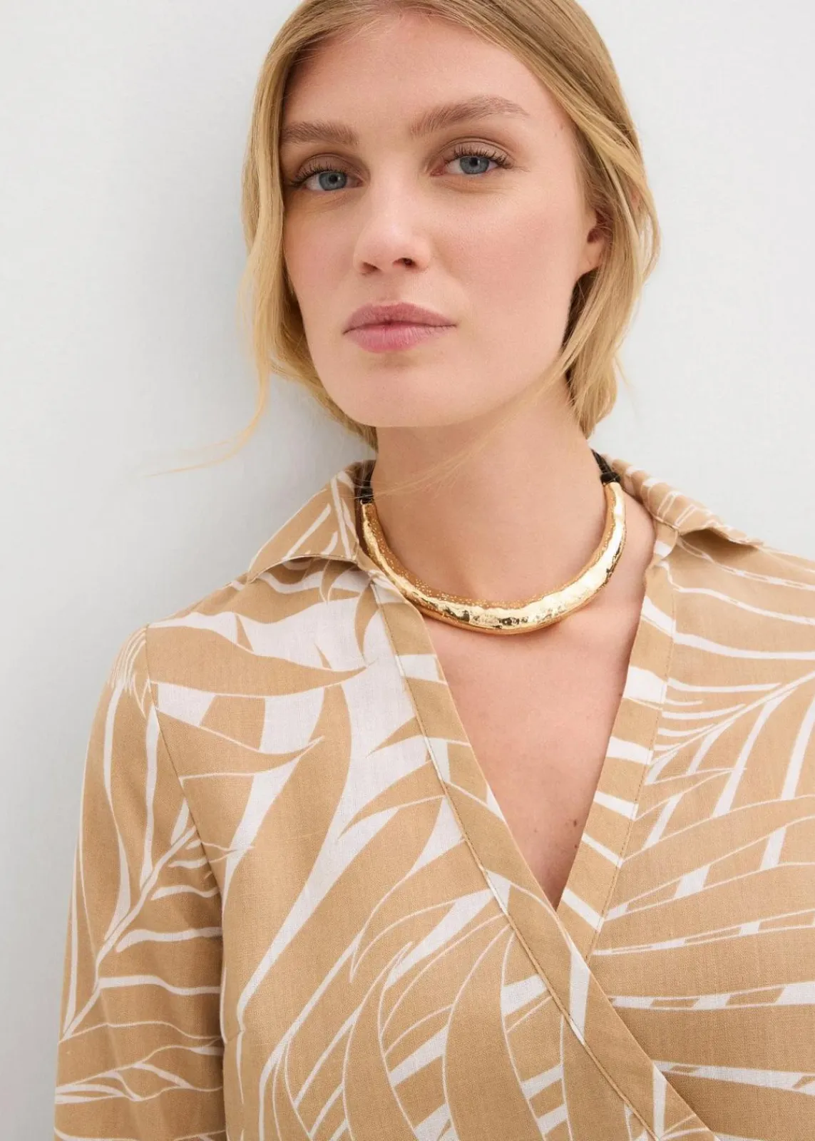 bonprix Blusen & Tuniken|Bekleidung·Jacken & Mäntel^Kimono-Bluse in Leinenoptik wollweiß/new beige bedruckt