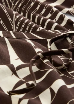 bonprix Bekleidung·Jacken & Mäntel|Blusen & Tuniken^Kimono-Bluse in Leinenoptik natur/dunkelbraun bedruckt