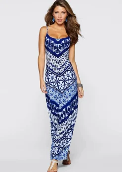 bonprix Kleider^Kleid blau / weiss bedruckt