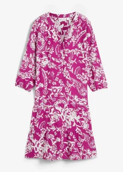 bonprix Kleider|Bekleidung·Pullover & Strickjacken^Kleid violettorchidee/wollweiß bedruckt
