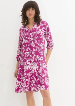 bonprix Kleider|Bekleidung·Pullover & Strickjacken^Kleid violettorchidee/wollweiß bedruckt