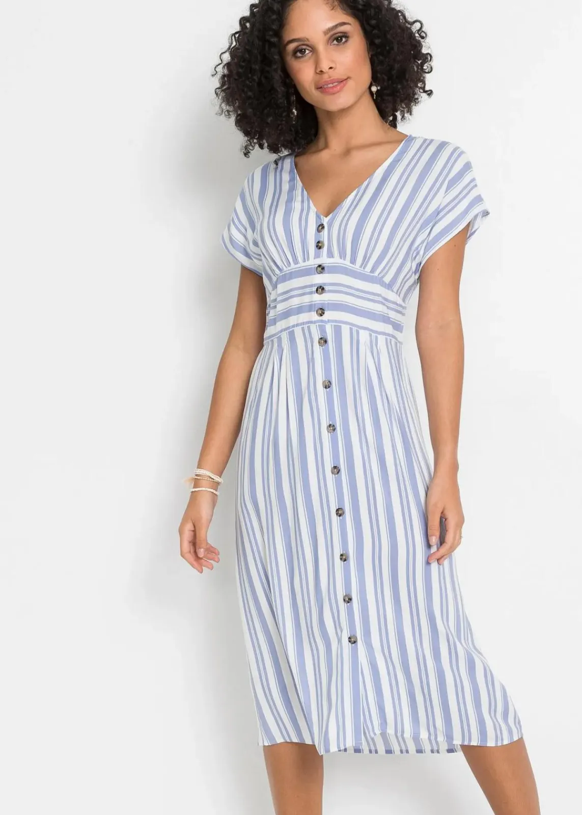 bonprix Nachhaltigere Materialien|Kleider^Kleid hellblau/weiß gestreift