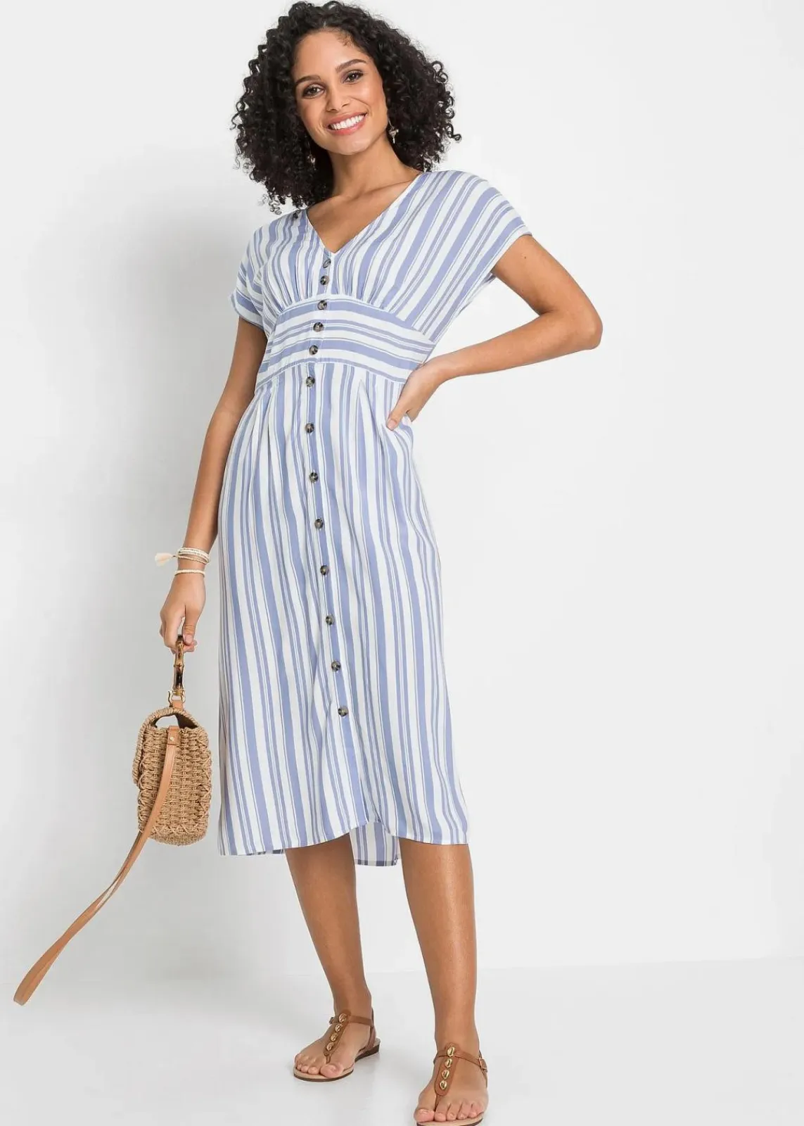 bonprix Nachhaltigere Materialien|Kleider^Kleid hellblau/weiß gestreift