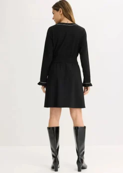 bonprix Bekleidung·Pullover & Strickjacken|Kleider^Kleid schwarz/wollweiß