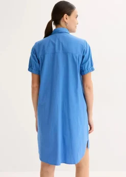 bonprix Bekleidung·Pullover & Strickjacken|Kleider^Kleid aus Baumwoll- Popeline mittelblau