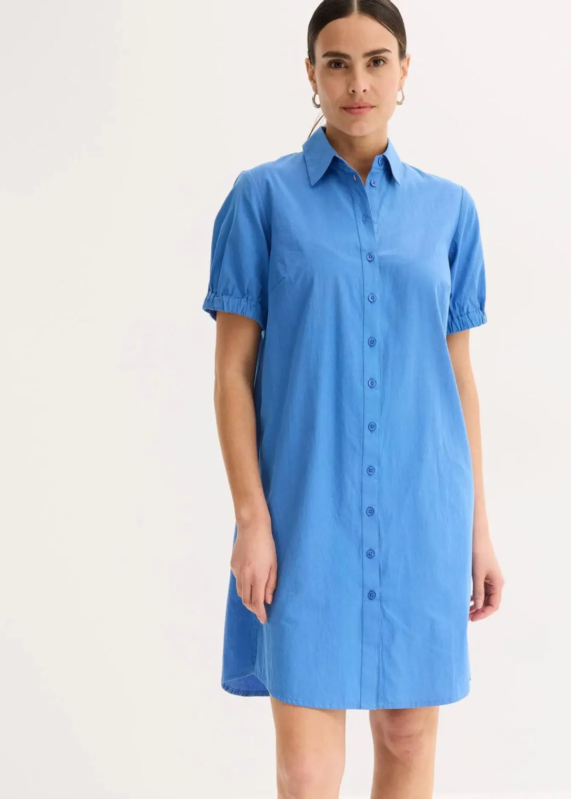 bonprix Bekleidung·Pullover & Strickjacken|Kleider^Kleid aus Baumwoll- Popeline mittelblau