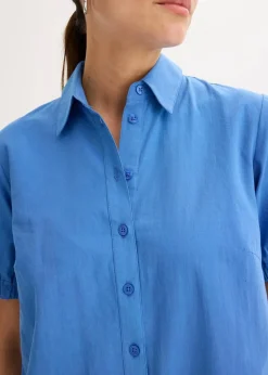 bonprix Bekleidung·Pullover & Strickjacken|Kleider^Kleid aus Baumwoll- Popeline mittelblau